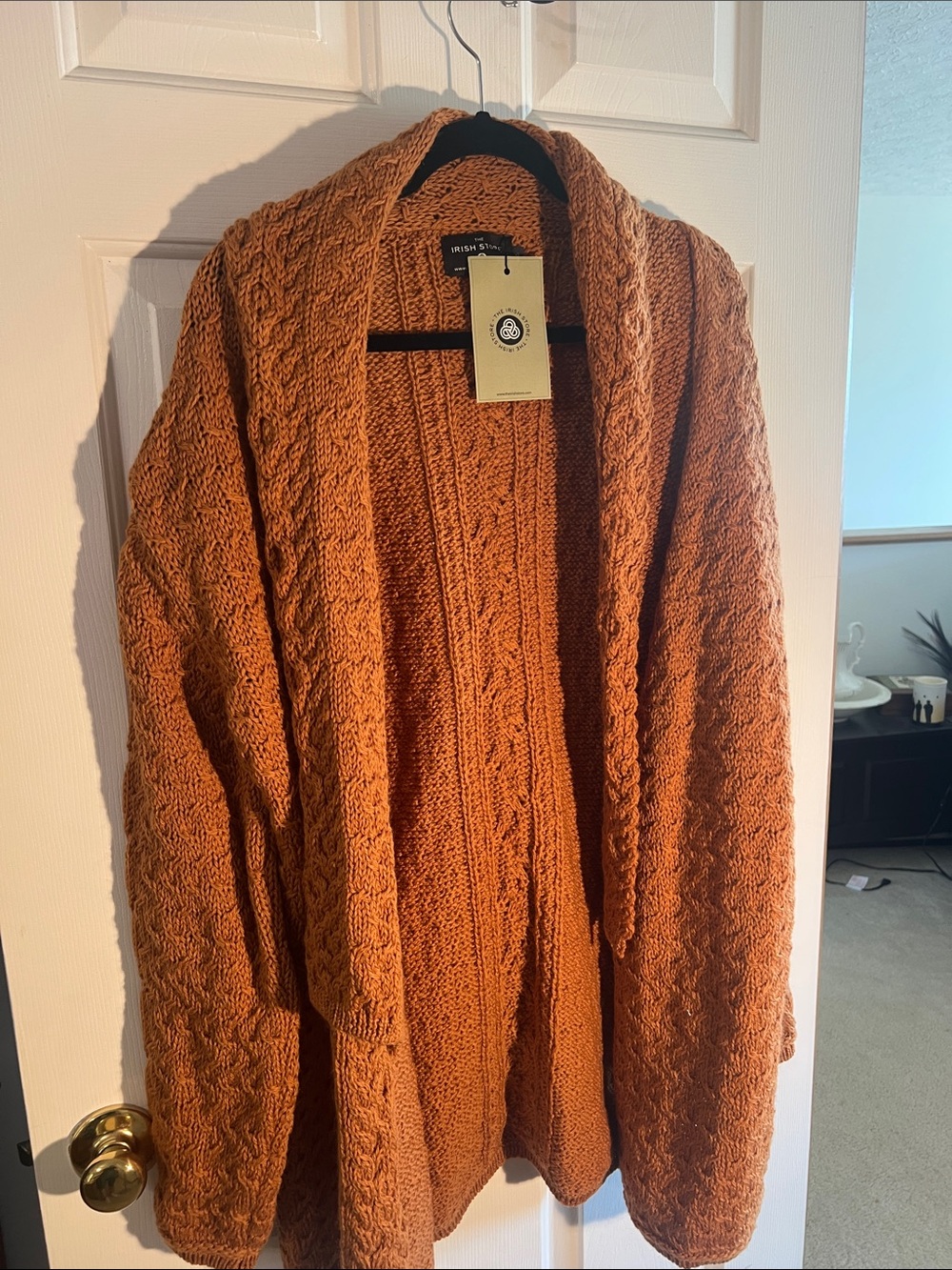 Cozy Chunky Open-Front Cardigan Sweater - Rust
